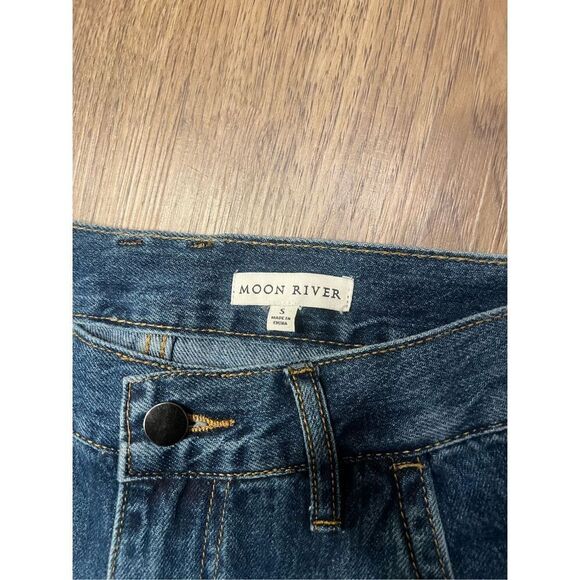 MOON RIVER Women's Front Slit Straight Line Denim Midi Skirt size S NWOT - Picture 6 of 7